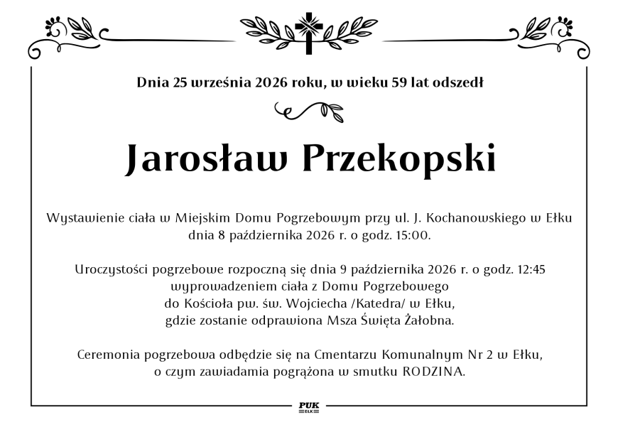Jarosław Przekopski - nekrolog